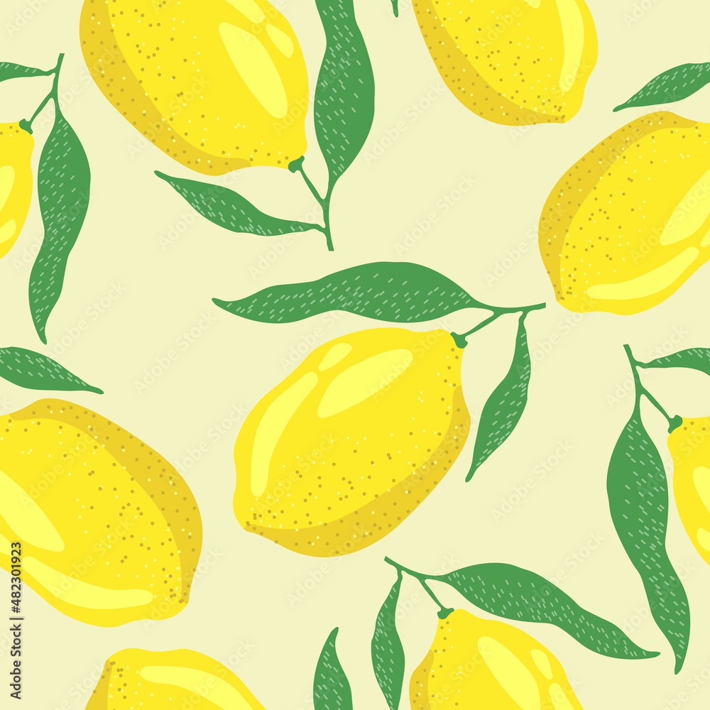 Obraz premium Vector seamless pattern of lemons. Citrus design.