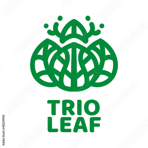 trio three leaf Green nature logo concept design illustration