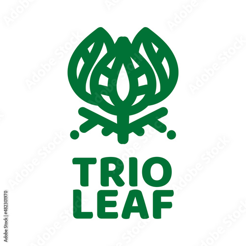 trio three leaf Green nature logo concept design illustration