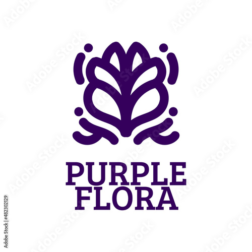 purple flora flower nature logo concept design illustration