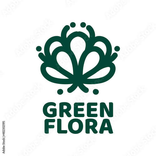 Green flora flower nature logo concept design illustration