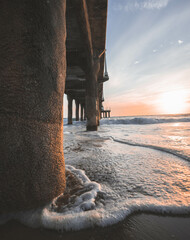 Deken met foto Cappuccinokleur Zonsondergang boven kalme strandzee  © Gonzalo