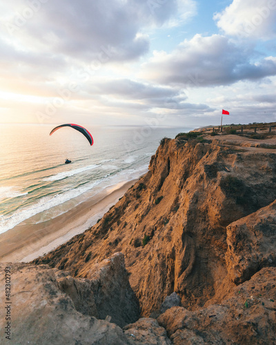 paraglider over the sea