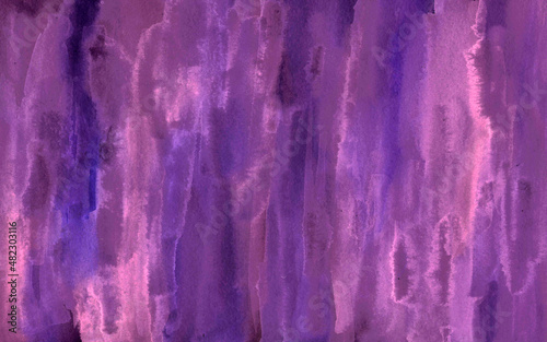 Abstract purple and lilac background in the form of vertical watercolor strokes drawn by hand.
