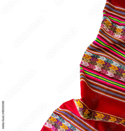 Peruvian traditional blanket - Lliclla on a white background