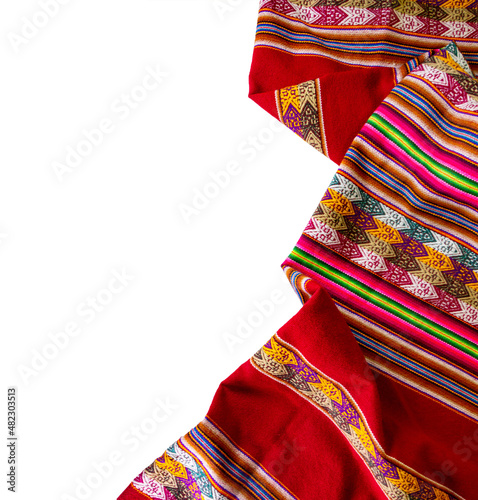 Peruvian traditional blanket - Lliclla on a white background