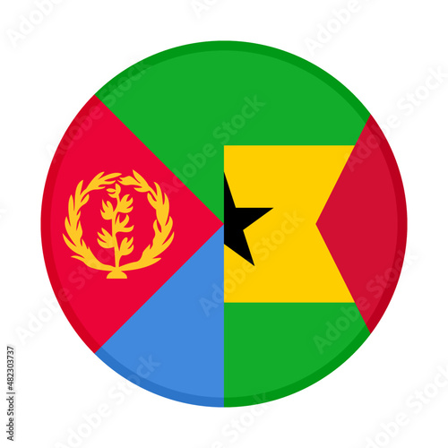 round icon with eritrea and sao tome and principe flags. vector illustration isolated on white background