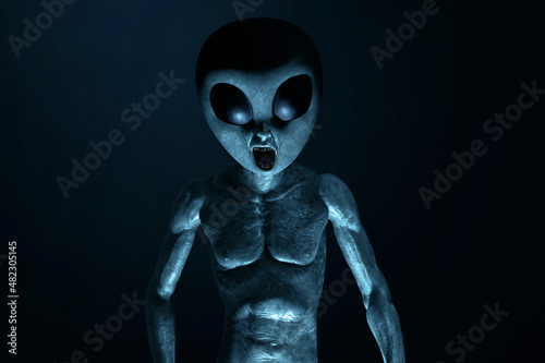 Alien creature on black background