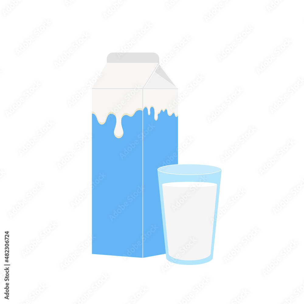 milk packing, glass of milk on white,dairy products background. Icon,Vector,illustration cartoon style. milk packing, glass of milk on white,dairy products background. Icon,Vector,illustration cartoon style.