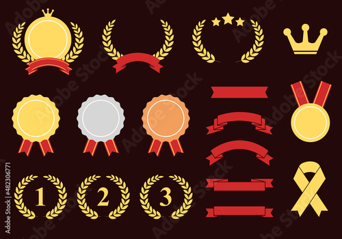 受賞のベクターイラスト(silver,bronze,シンボル,表彰)