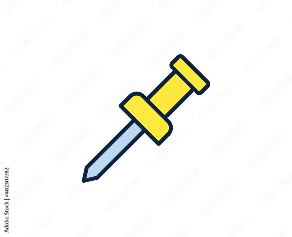 Push pin line icon. Vector symbol in trendy flat style on white background. Office sing for design. Push pin line icon. Vector symbol in trendy flat style on white background. Office sing for design.