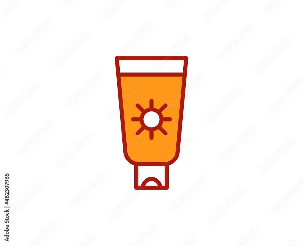 Sunscreen line icon. Vector symbol in trendy flat style on white background. Travel sing for design. Sunscreen line icon. Vector symbol in trendy flat style on white background. Travel sing for design.