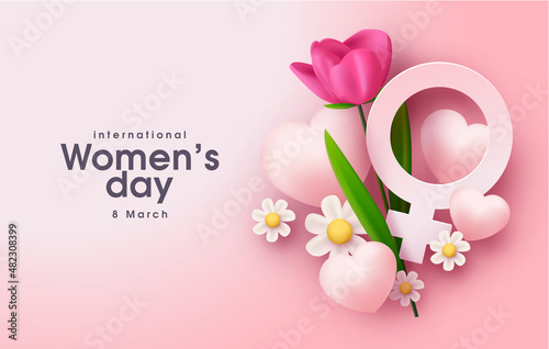 World womens day with flowers illustration