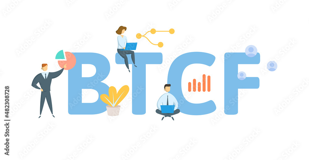 BTCF, Before Tax Cash Flow. Concept with keyword, people and icons. Flat vector illustration. Isolated on white.