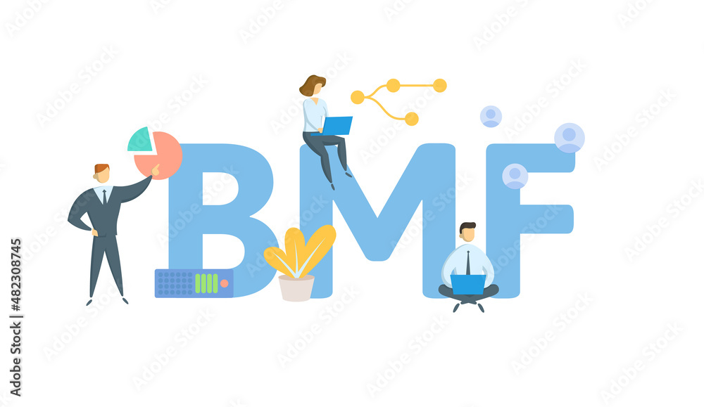 BMF, Business Master File. Concept with keyword, people and icons. Flat vector illustration. Isolated on white. BMF, Business Master File. Concept with keyword, people and icons. Flat vector illustration. Isolated on white.
