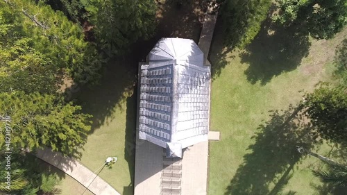 Virgin Shrine of Schoenstatt in Santo Domingo, Dominican Republic. Aerial top-down descending photo