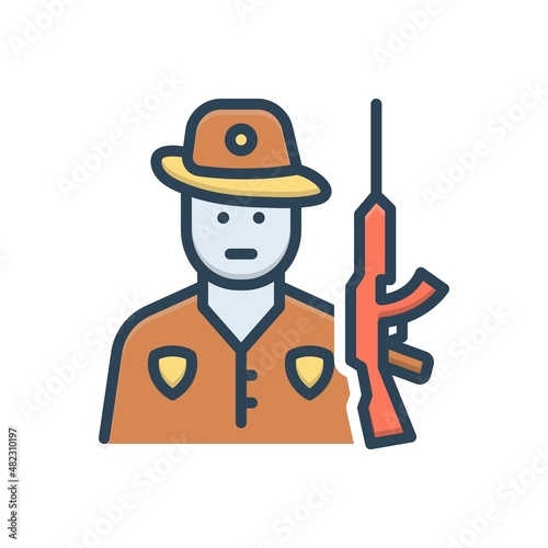 Color illustration icon for hunter