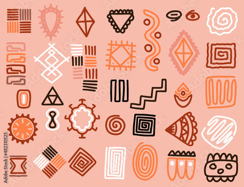 Hand drawn ethnic tribal el...