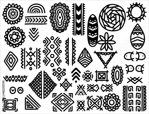 ethnic tribal hand drawn el...