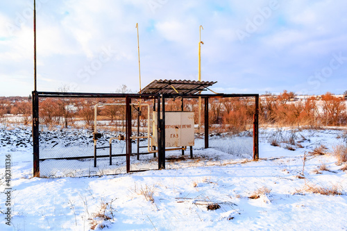 Gas distribution column inscription on the column combustible gas