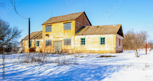 Rural brick mlyn on the outskirts of the village of Ukraine