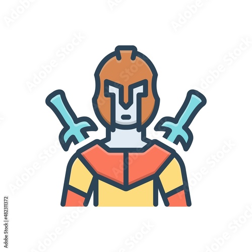 Color illustration icon for warriors