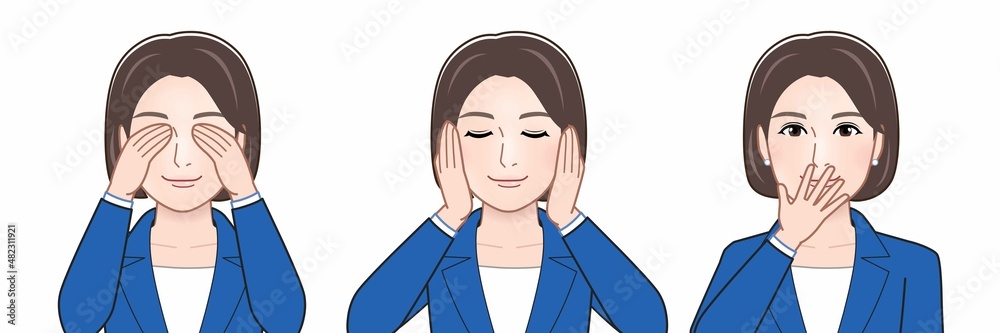 耳をふさいでいる人 耳をふさいでいる人