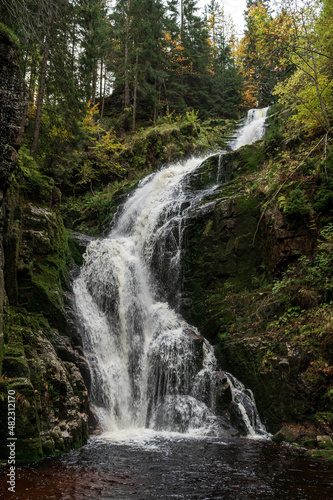 Fototapeta Naklejka Na Ścianę i Meble -  Kamienczyk Waterfall - the highest waterfall in the Polish Sudetenland near the town of Szklarska Poreba.
