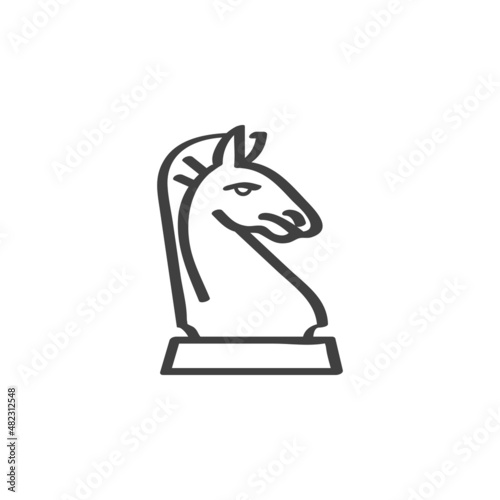 Knight chess line icon
