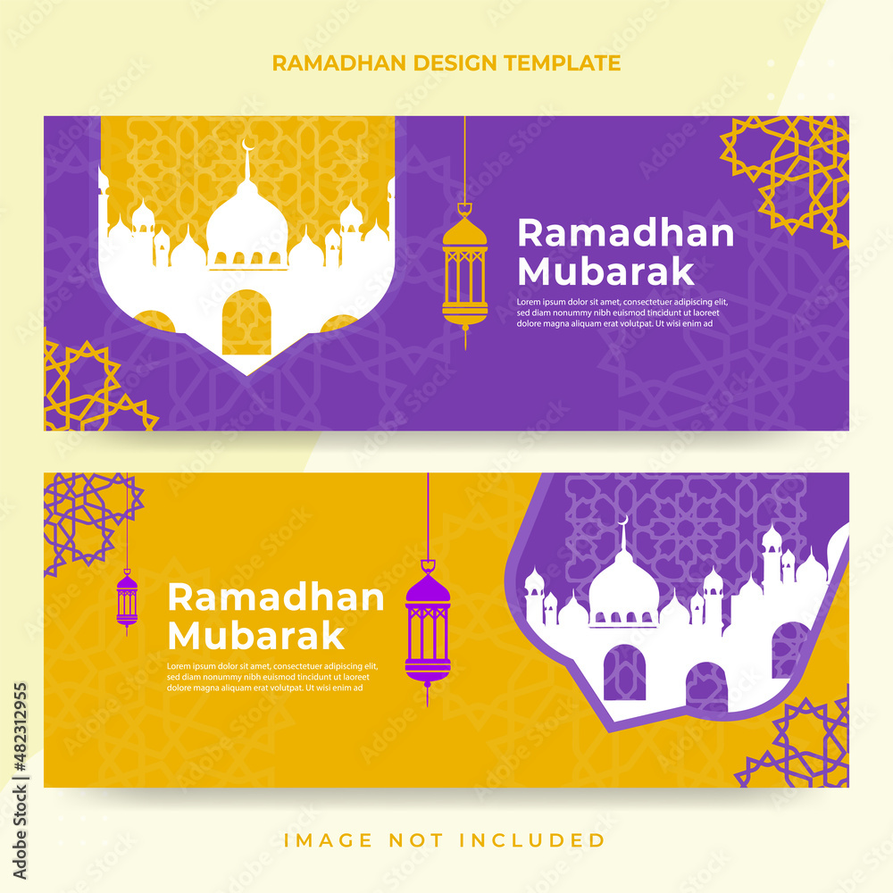 Ramadhan & Ied al fitr Greeting Card flat design Background, Banner vector