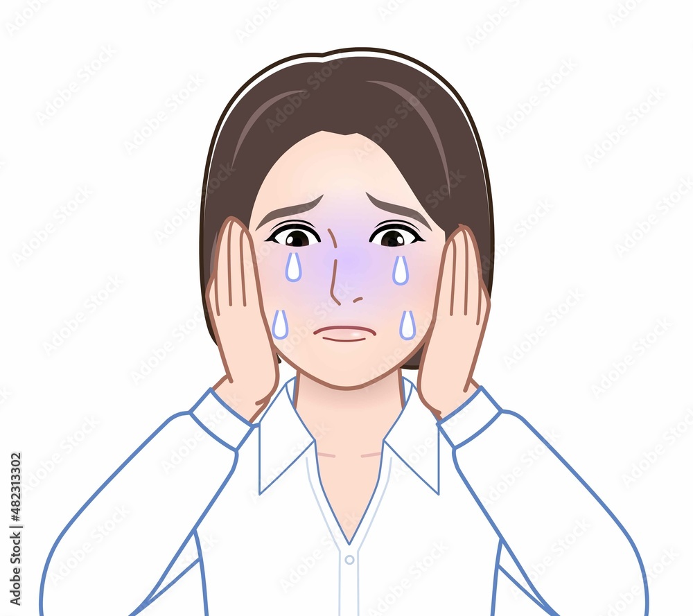 頭を抱えてなく人 頭を抱えてなく人