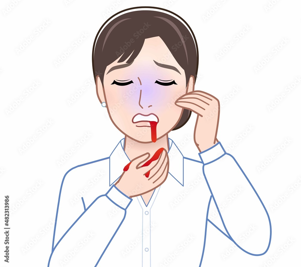 病気で血を吐いた女性