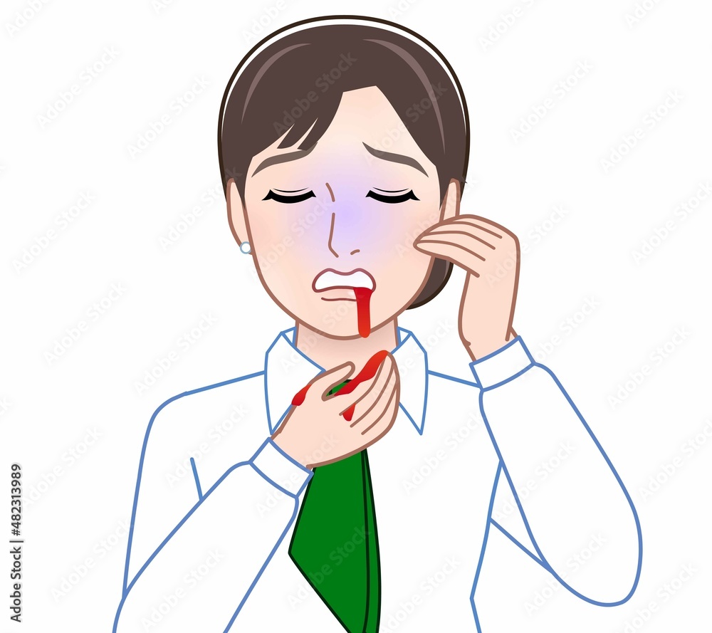 病気で血を吐いた女性