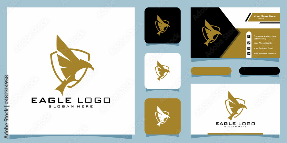 Eagle Logo Vector symbol with business card design template Stock ...