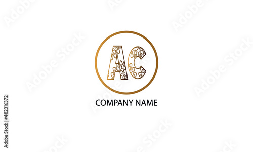 Letter AC or CA logo in circle abstract monogram vector logo template