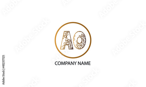 Letter AO or OA logo in circle abstract monogram vector logo template