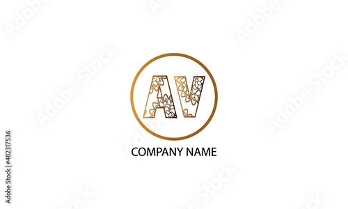Letter AV or VA logo in circle abstract monogram vector logo template