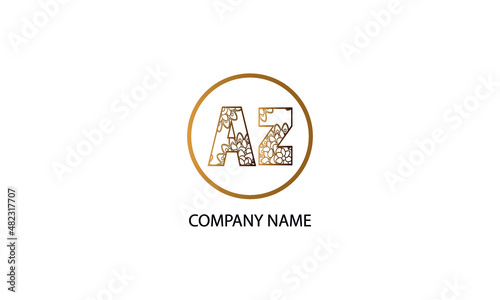 Letter AZ or ZA logo in circle abstract monogram vector logo template