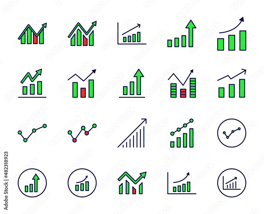 Fototapeta premium Growth line icon set. Collection of vector symbol in trendy flat style on white background. Growth sings for design.