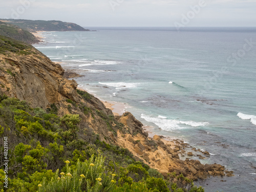 Coastal view from the Sentinel Rock Lookout on the Great Ocean Walk - Glenaire, Victoria, Australia photo