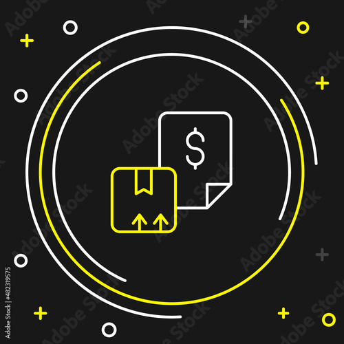 Line Waybill icon isolated on black background. Colorful outline concept. Vector
