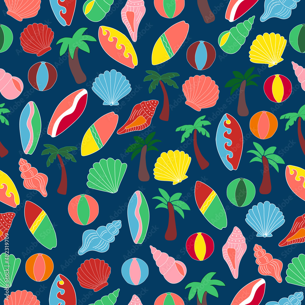 Seamless beach vector pattern