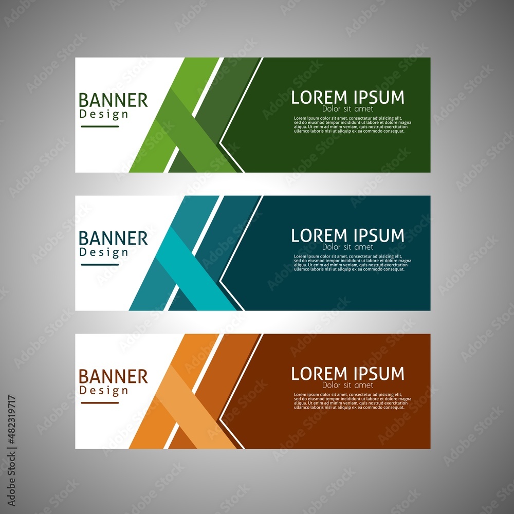 Fototapeta premium abstract banner design, rectangular layout template with three color options,