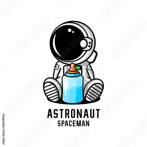 cartoon astronaut illustration vector, vector child spaceman photo