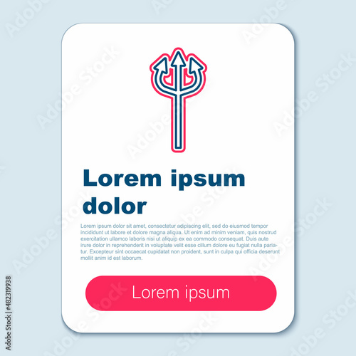Line Trident devil icon isolated on grey background. Happy Halloween party. Colorful outline concept. Vector