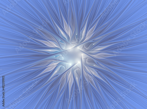 Abstract fractal beautiful star. Pastel blue and gray