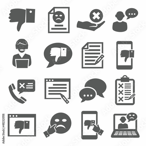 Complaint icons set on white background