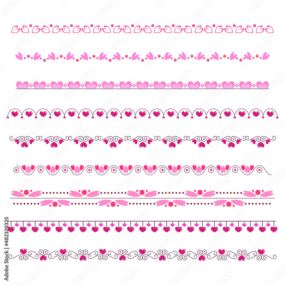 set of vector valentine banners - love divider set of vector valentine banners - love divider