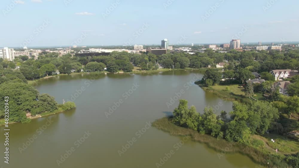 Small Lake in the Middle of a Neighborhood, 4K Aerial Drone Small Lake in the Middle of a Neighborhood, 4K Aerial Drone
