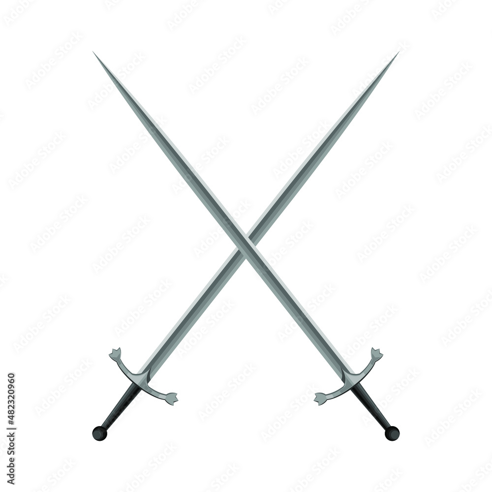 Two crossed swords gray on white background,vector illustration Two crossed swords gray on white background,vector illustration